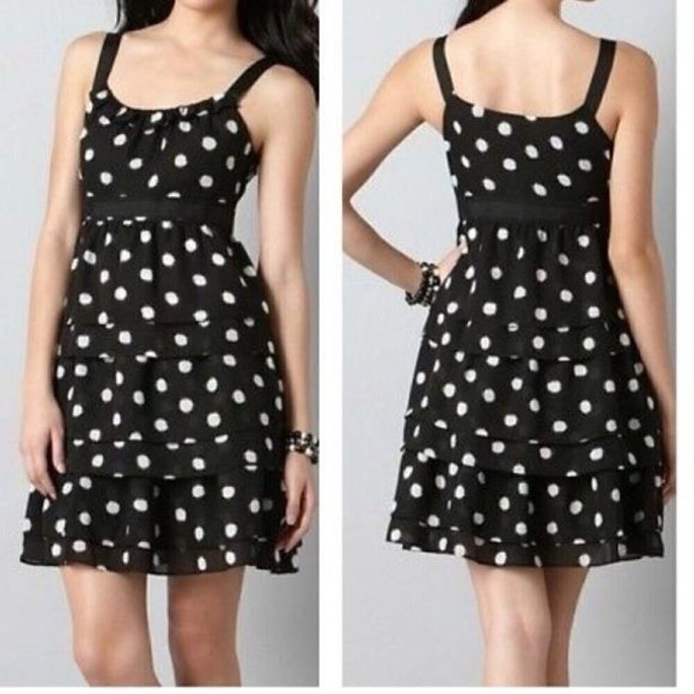 Ann Taylor Loft black white tiered dress 4